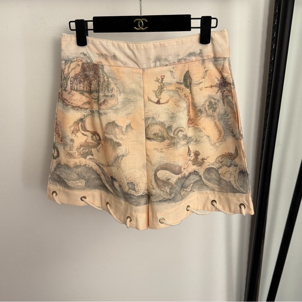 Zimmermann Beige and Gray Patterned Short Sleeve Top - Picture 5 of 9
